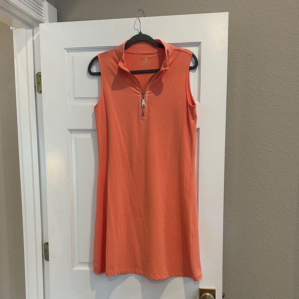 SPARTINA 449 Serena half zip Coral Sleeveless Dress size M